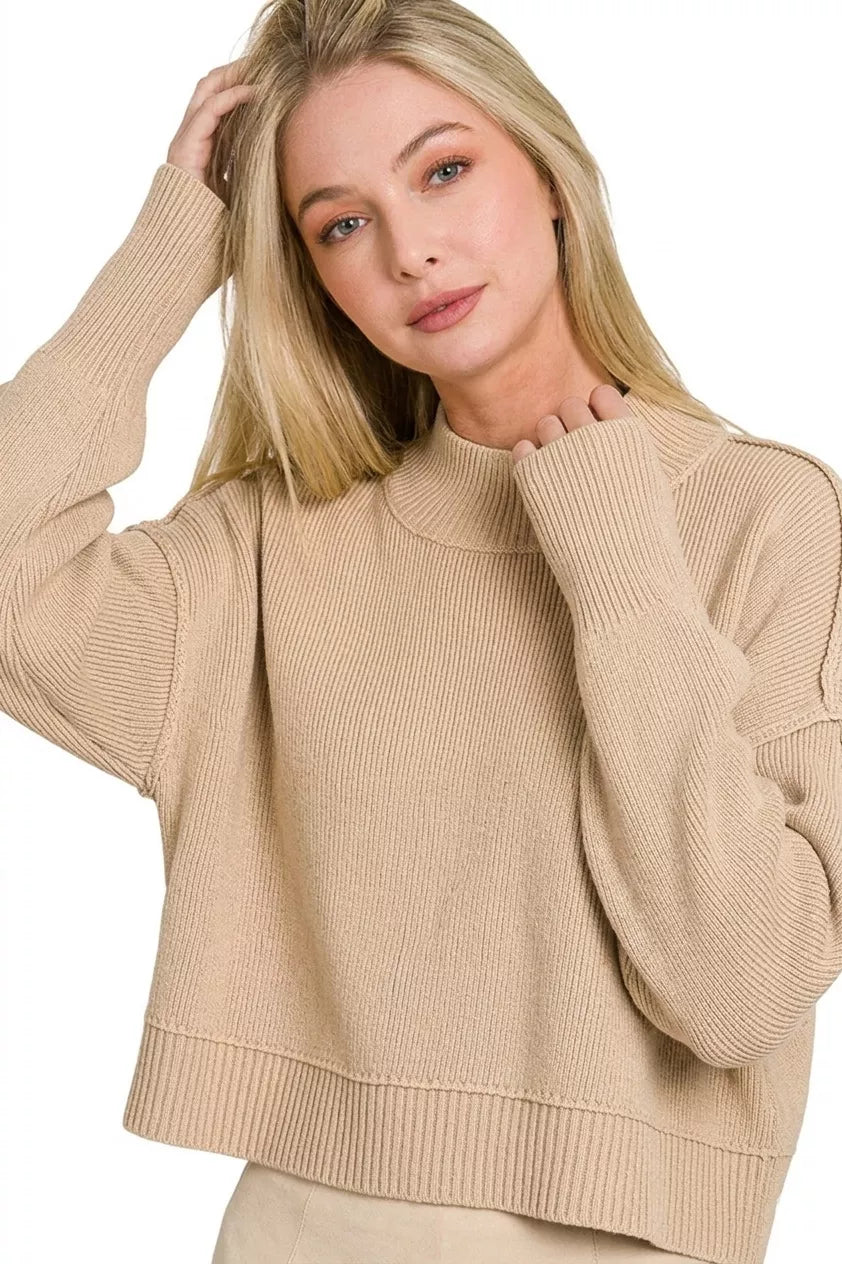Cropped sweater side slit detail
