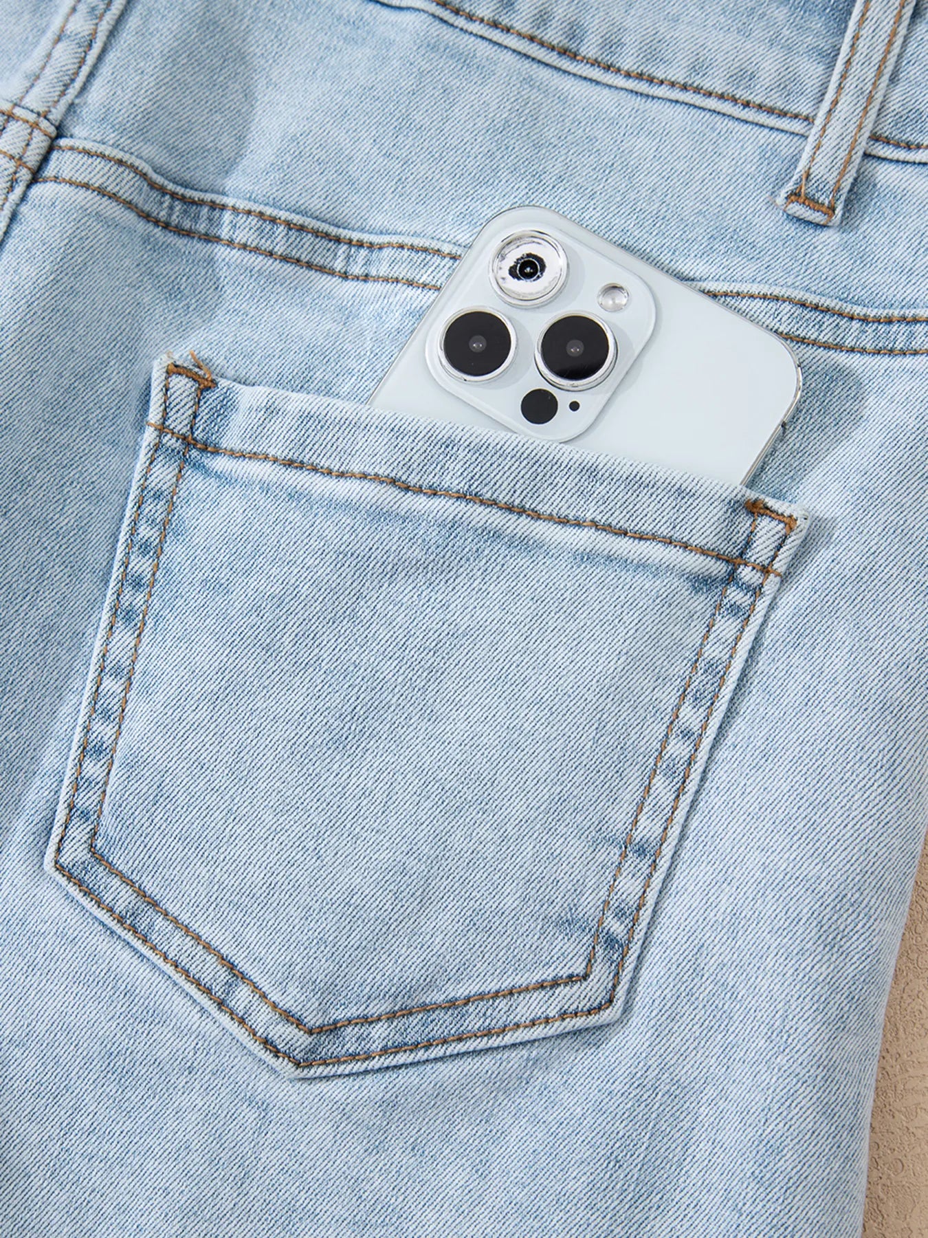 High Rise Distressed Raw Hem Denim Shorts - Fashorio