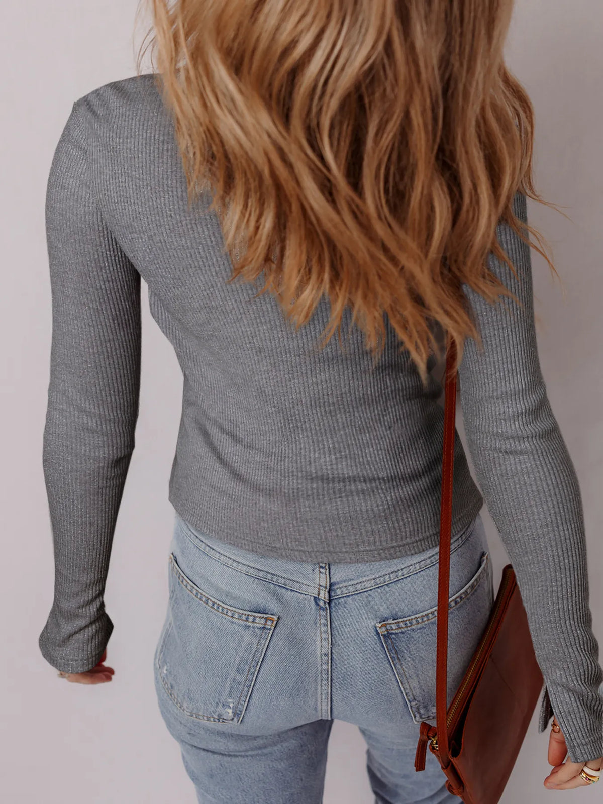 ribbed button up metallic cardigan dark gray styled full outfit