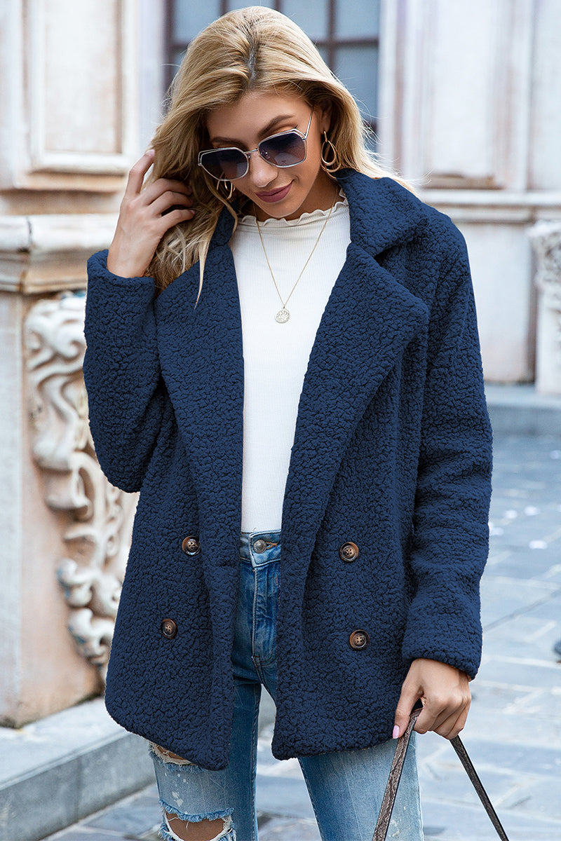 Ivy Lane Full Size Lapel Collar Sherpa Coat - Fashorio