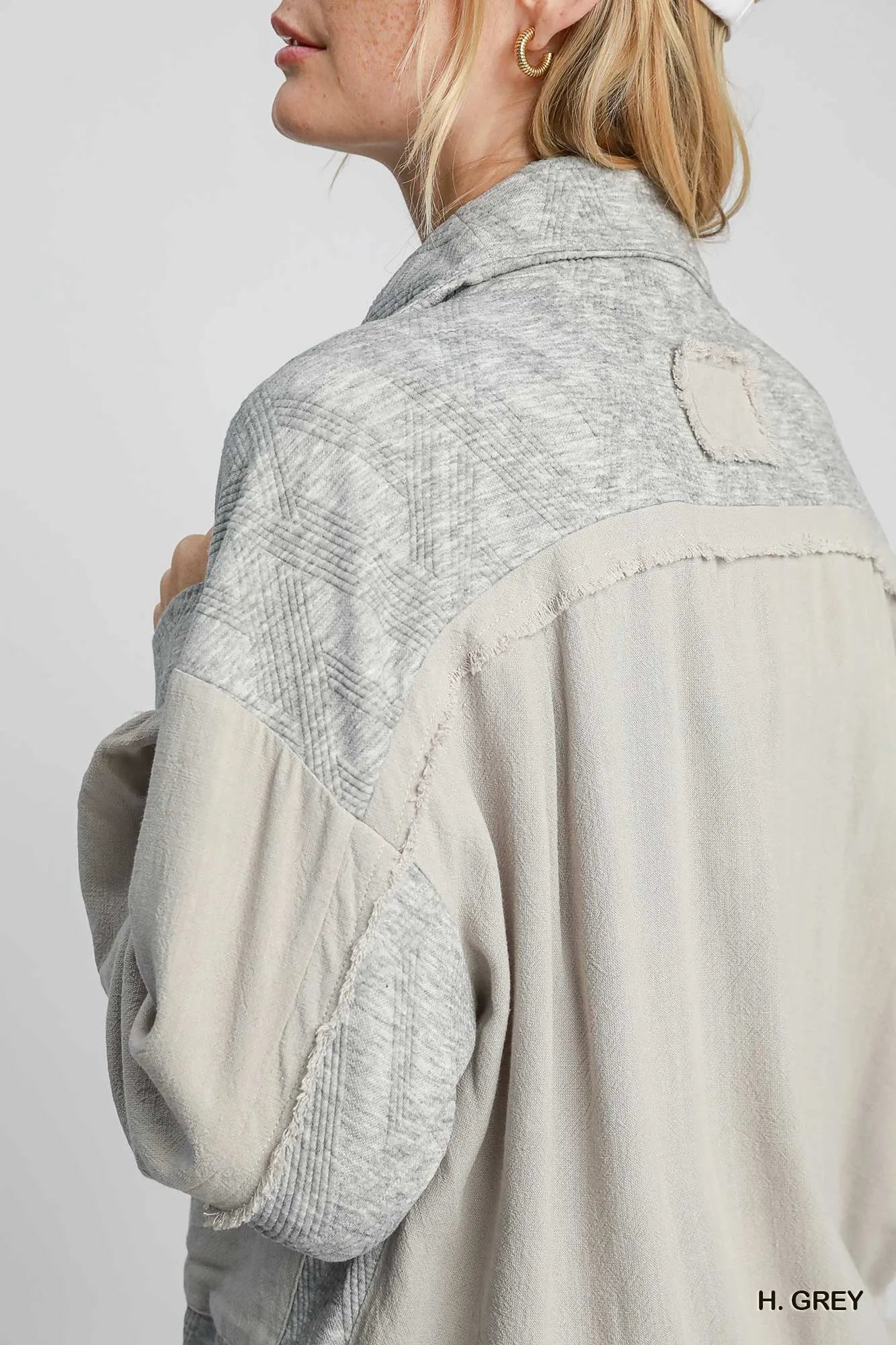 Umgee Two-Way Jacquard Zip-Up Jacket – Stylish Lightweight Layering - Fashorio