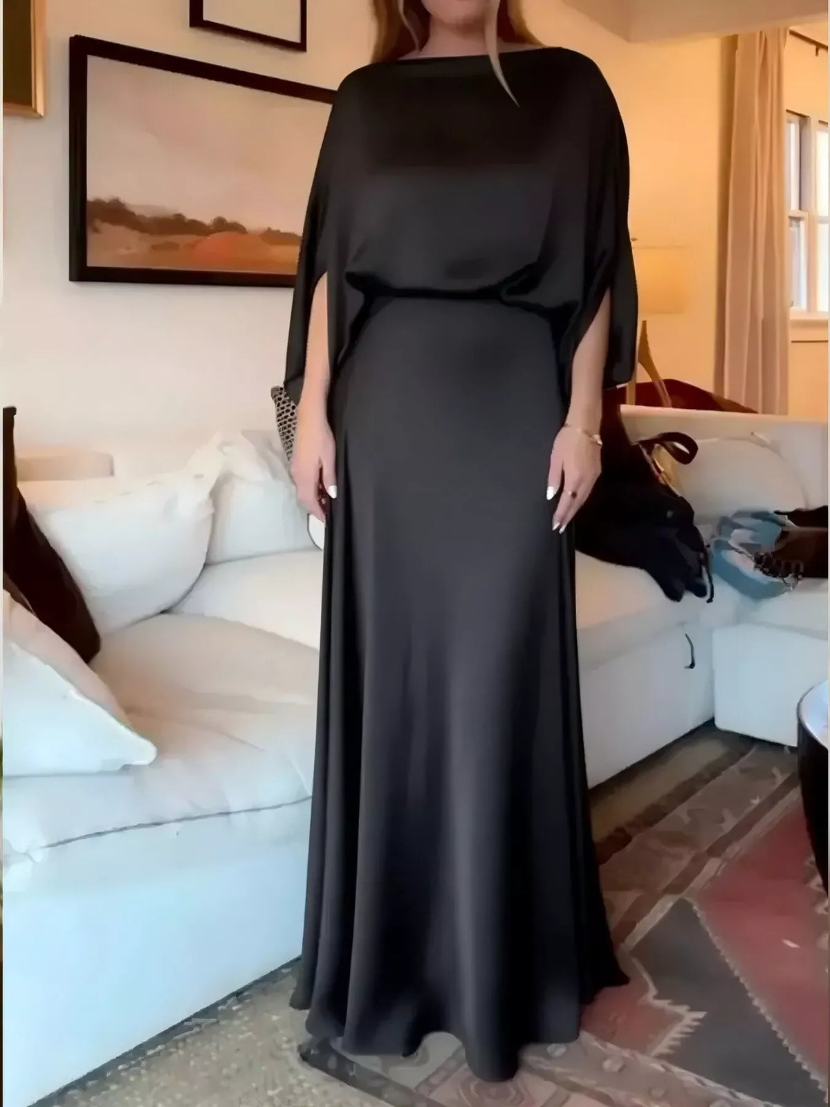 Batwing Sleeve Maxi Dress side view