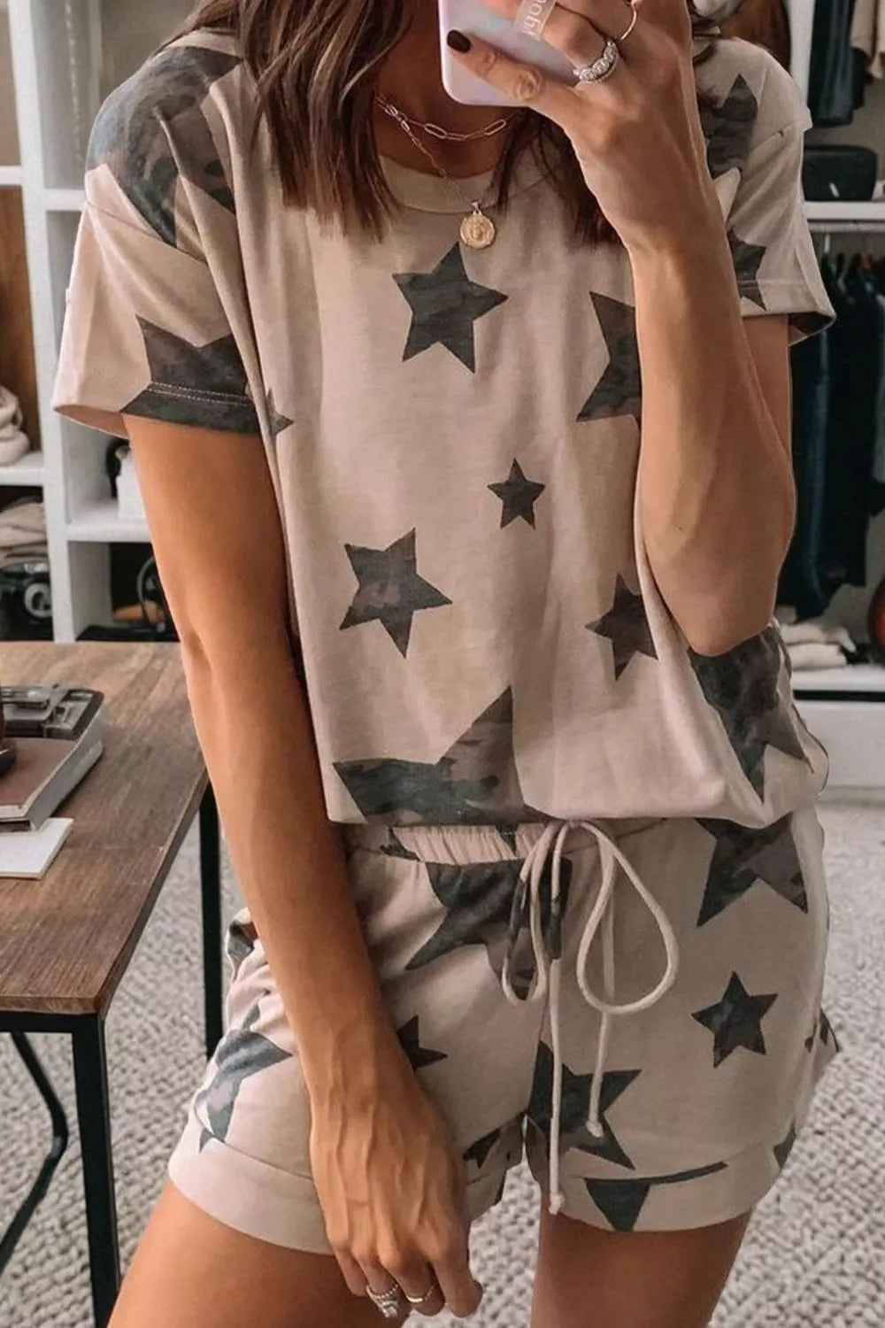 Camo star print set back view
