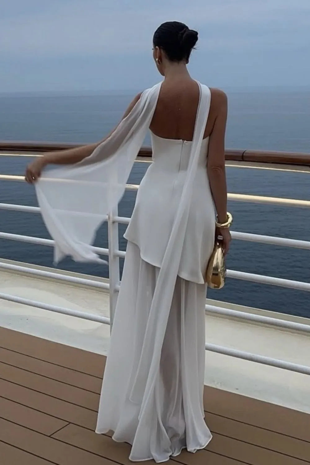 Layered tube maxi dress three quarter view