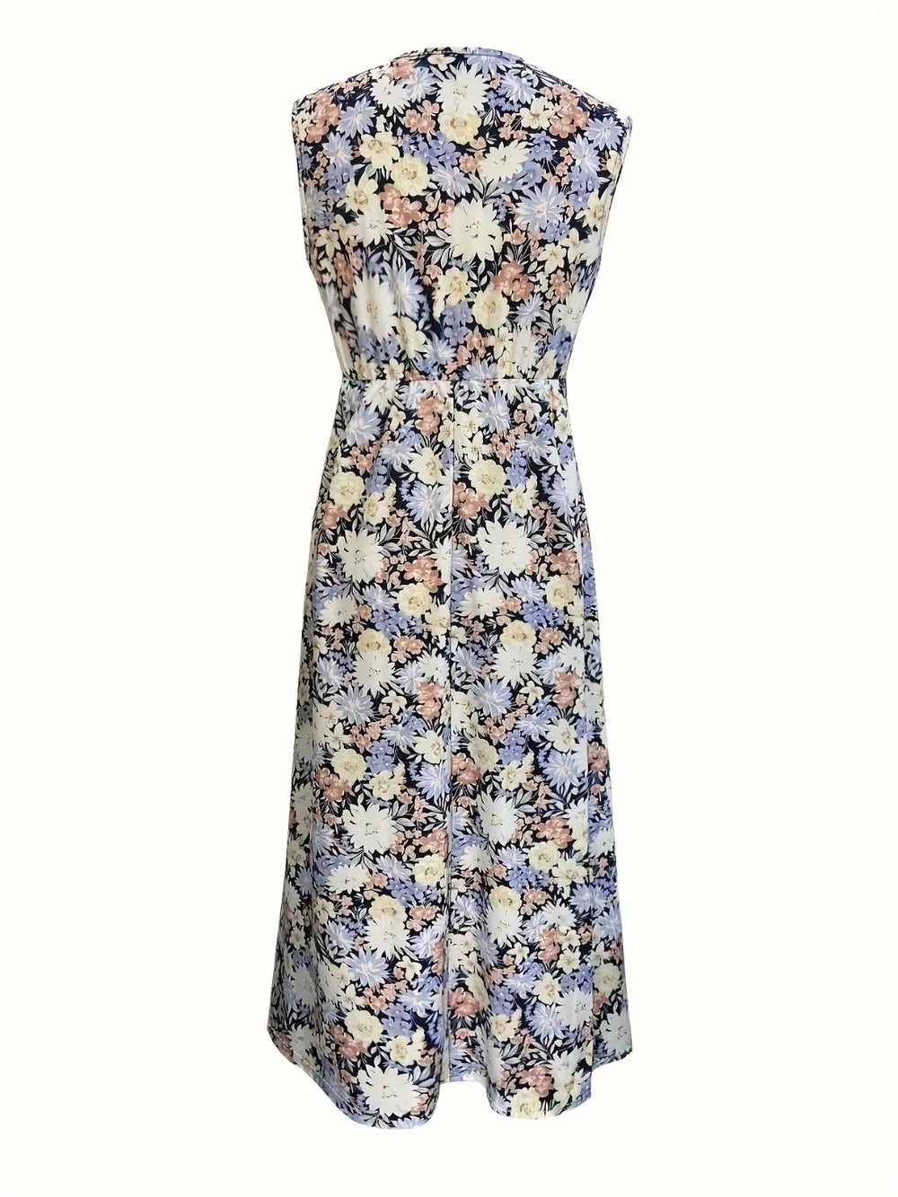 Floral sleeveless midi dress print detail