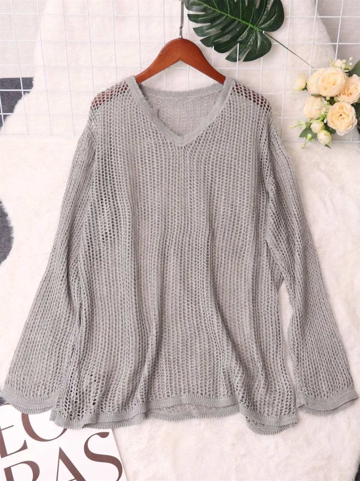 openwork relaxed knit cover up front view
