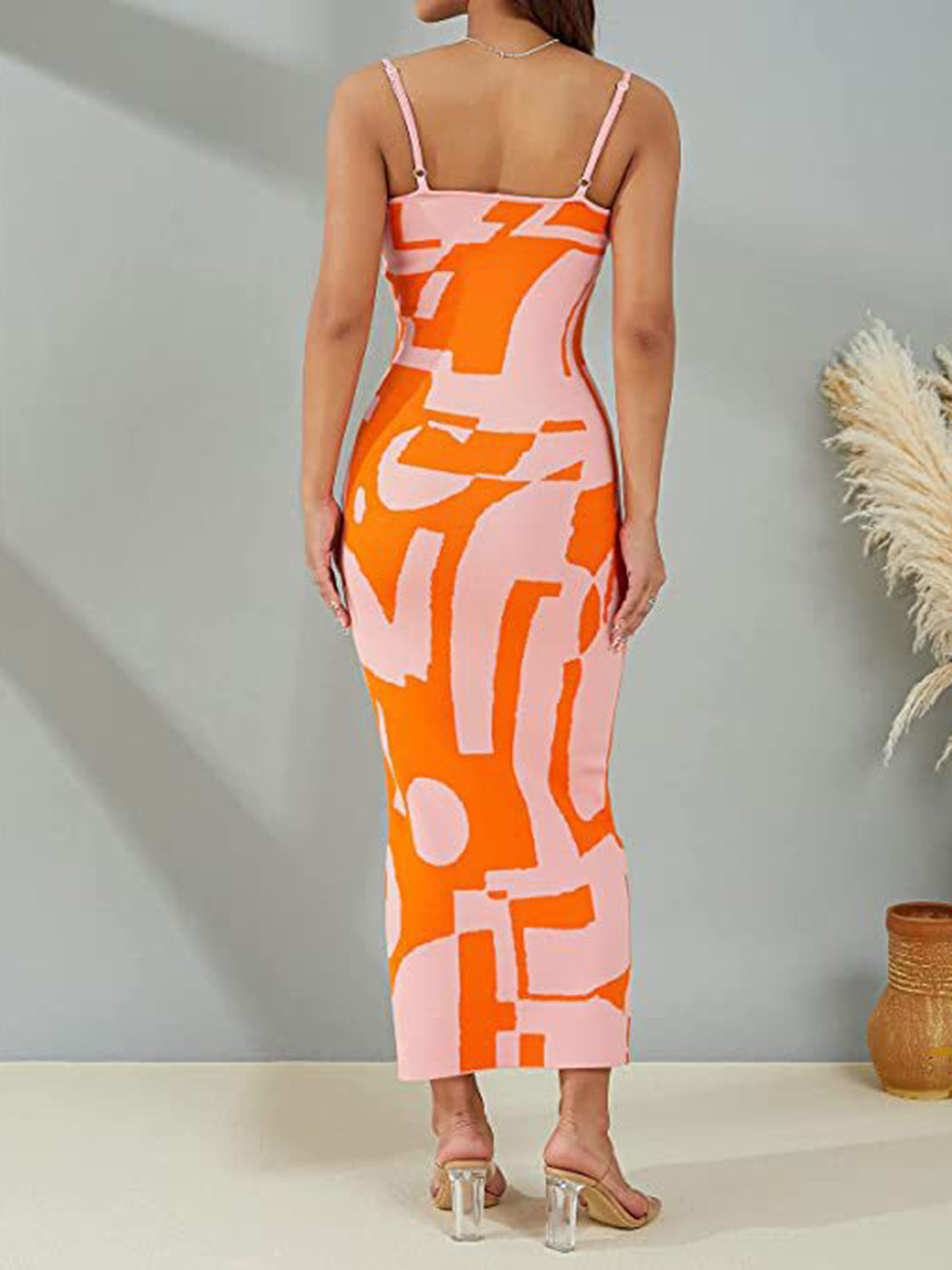 Spaghetti strap maxi sweater dress side view