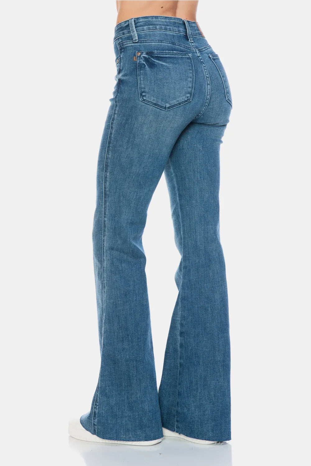 Judy Blue Full Size Tummy Control Cut Hem Flare Jeans – Vintage Wash - Fashorio