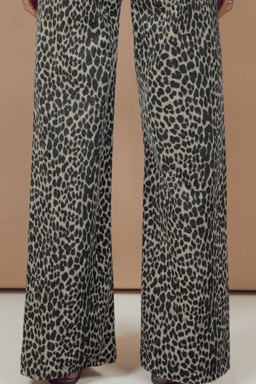 Back view of high waist leopard print jeans
