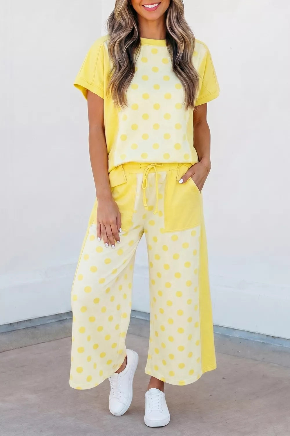 Polka dot patchwork top detail