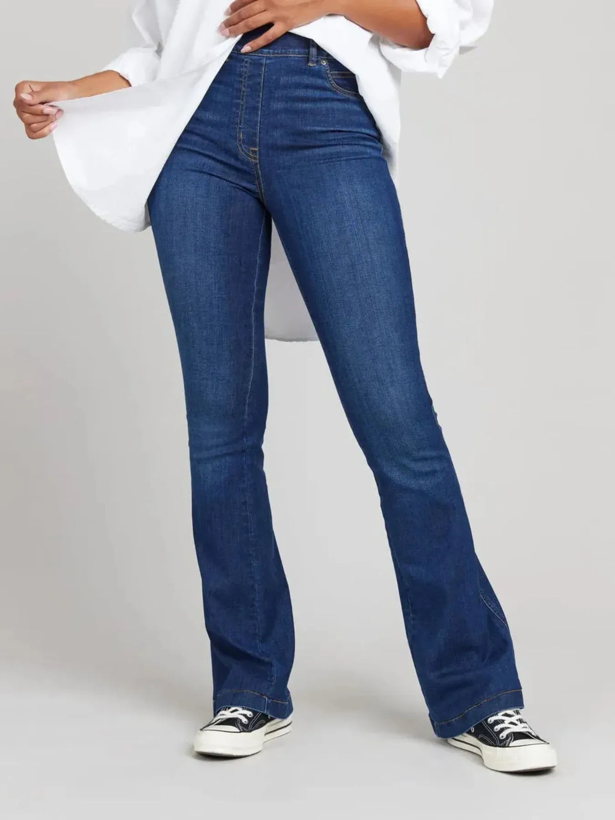 High waisted flare jeans front view