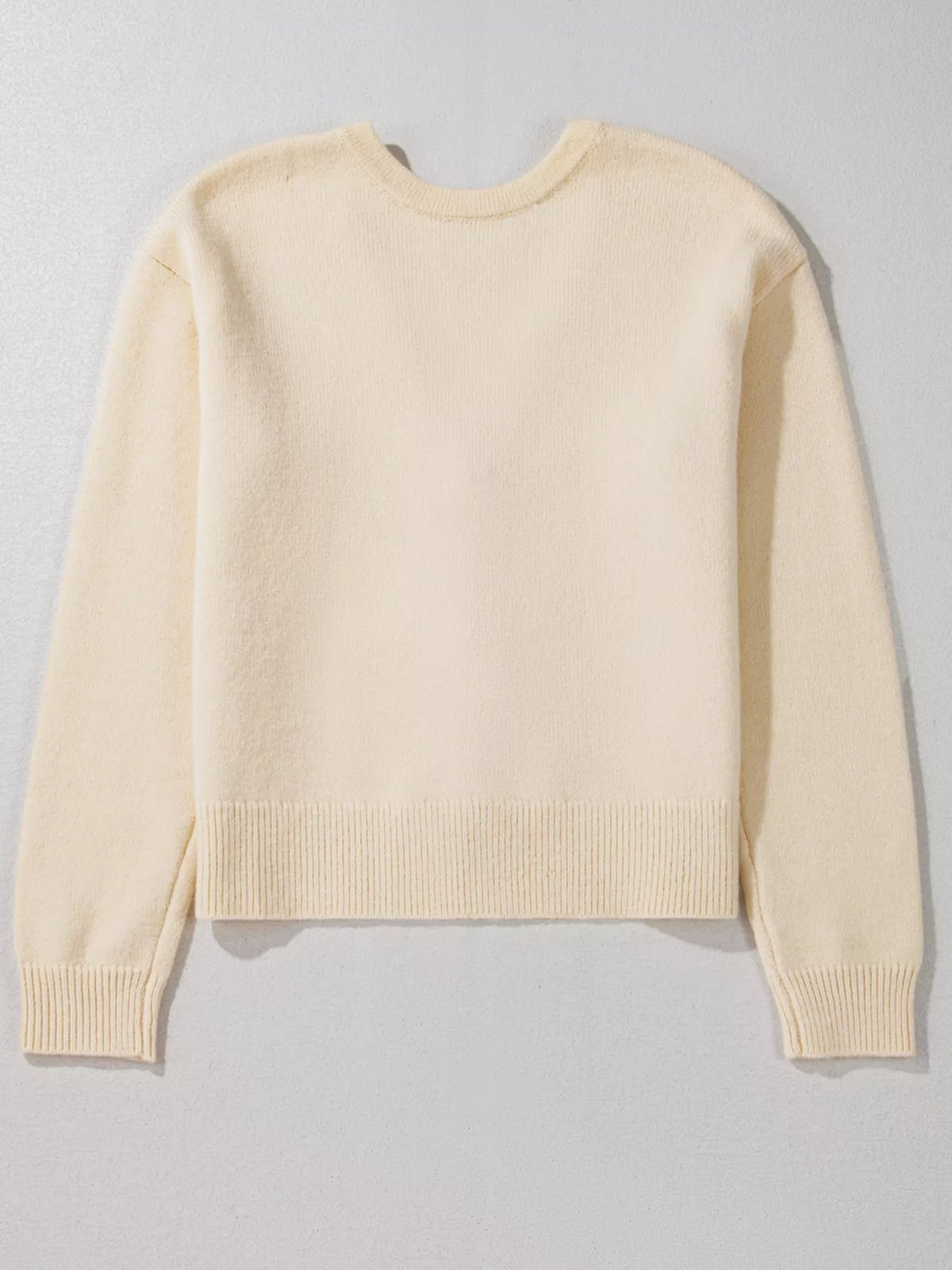 Bow front long sleeve cardigan back view