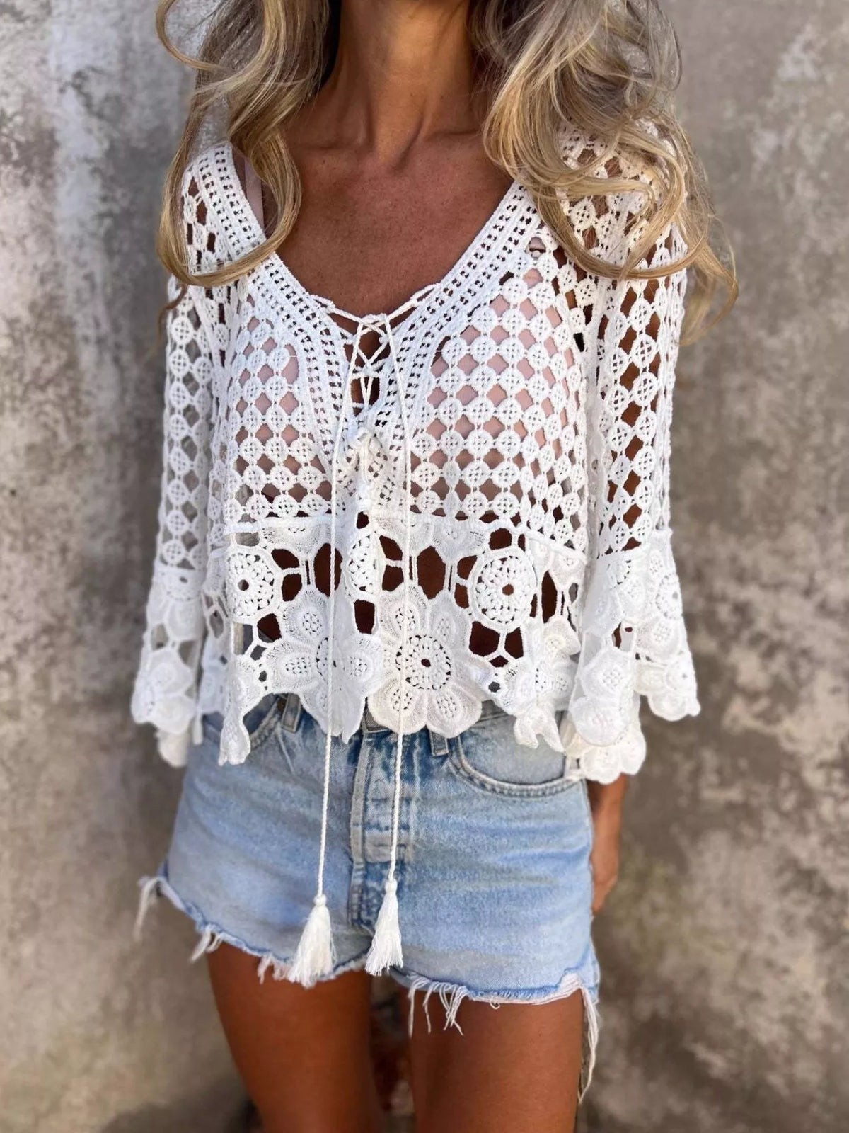 Tassel trim detail on cover up