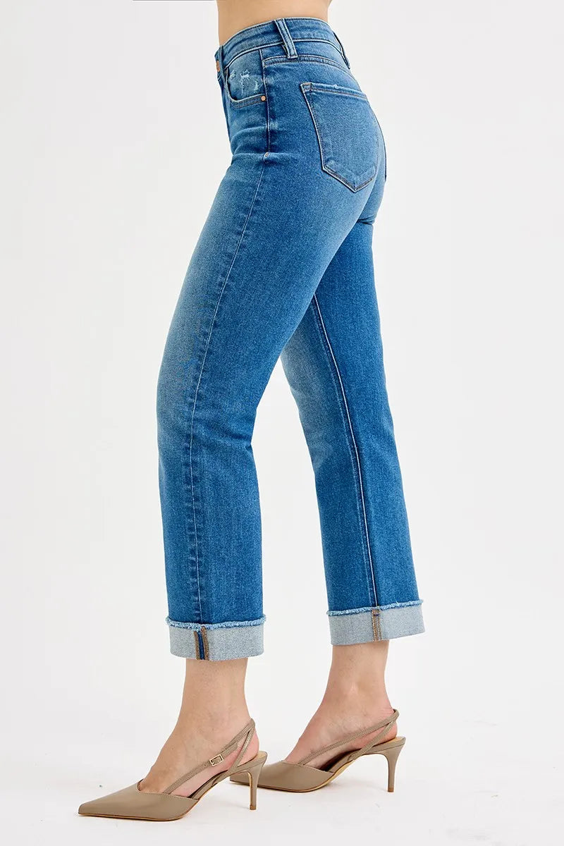 RISEN Full Size High Rise Boyfriend Fit Ankle Jeans Plus SIze - Fashorio