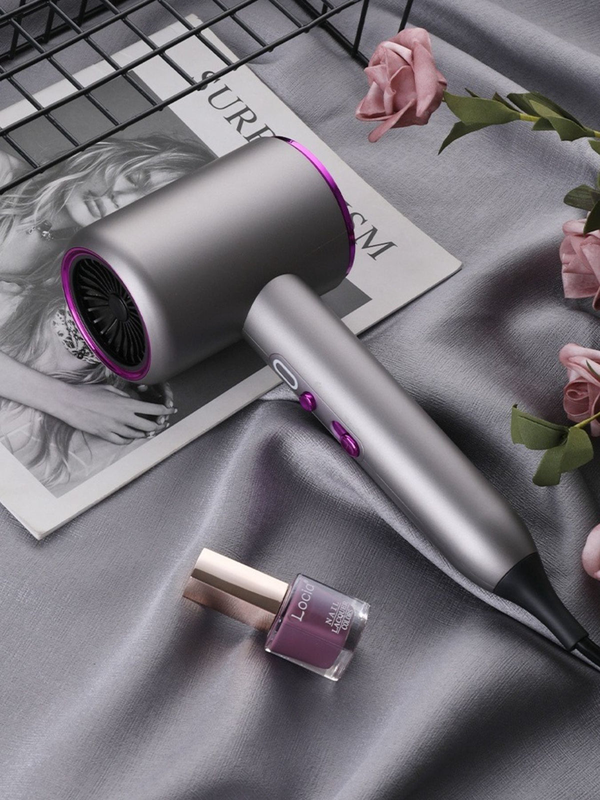 Dark gray high speed ionic hair dryer