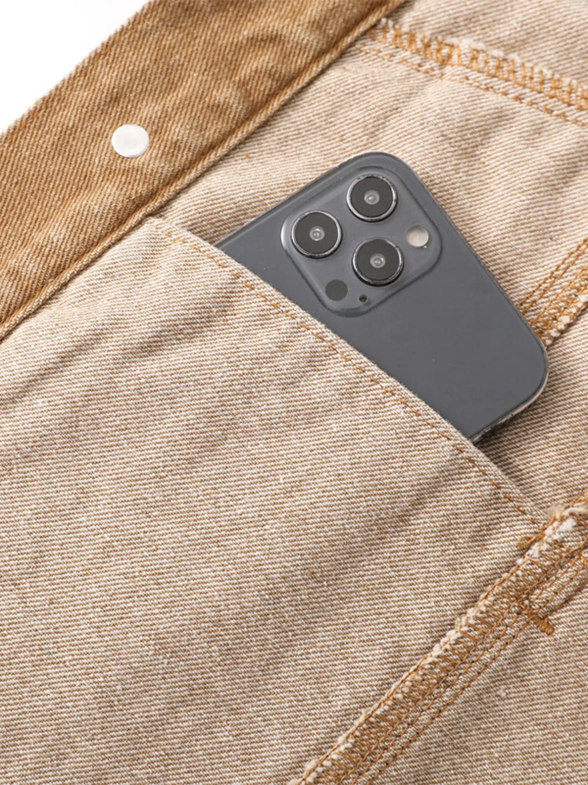 Button Up Denim Jacket in Khaki detail