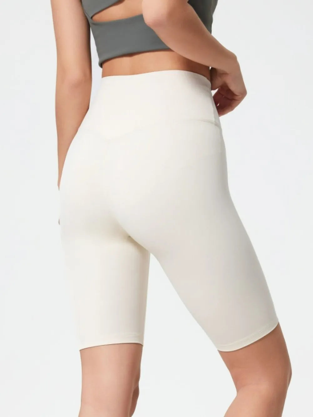 high rise wide waistband active shorts detail view 13