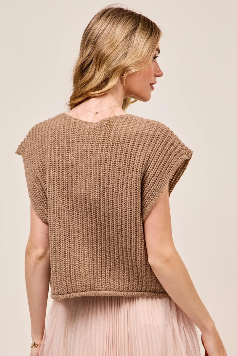 SO ME Big Metal Button Front Sweater Vest - Fashorio