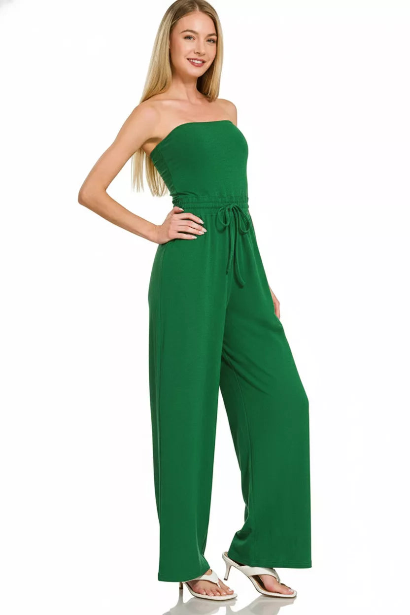 Tube Top Jumpsuit with Drawstring Waist side view