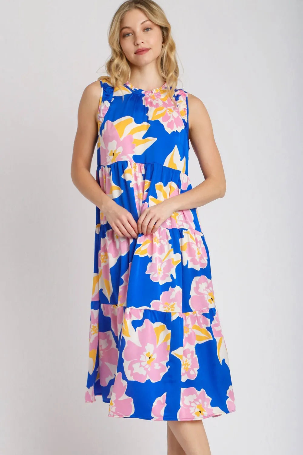 Floral Tiered Midi Tank Dress back view