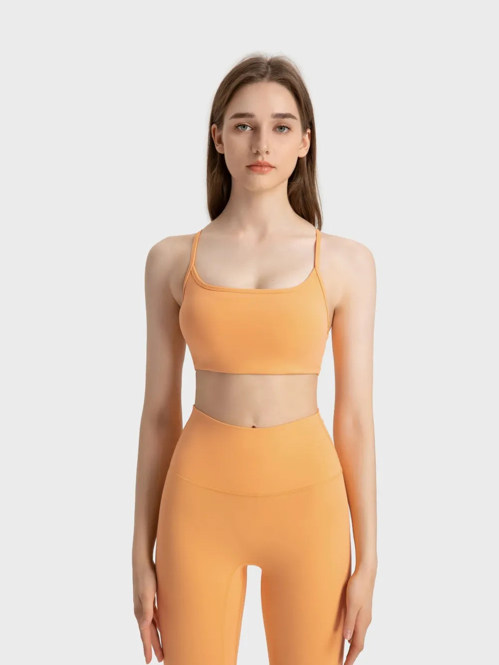 Crisscross Back Scoop Neck Active Cami styled on model 32