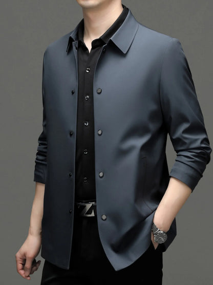 Men's Plus Size Button Up Long Sleeve Jacket - Fashorio