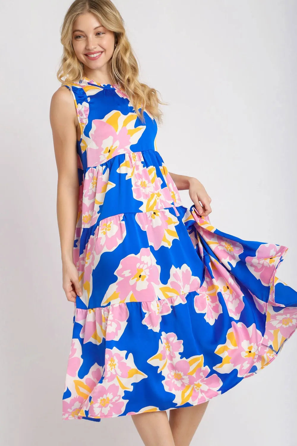 Floral Tiered Midi Tank Dress side view