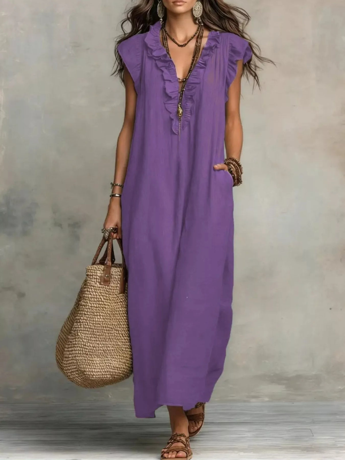 Maxi dress shown full length from the front