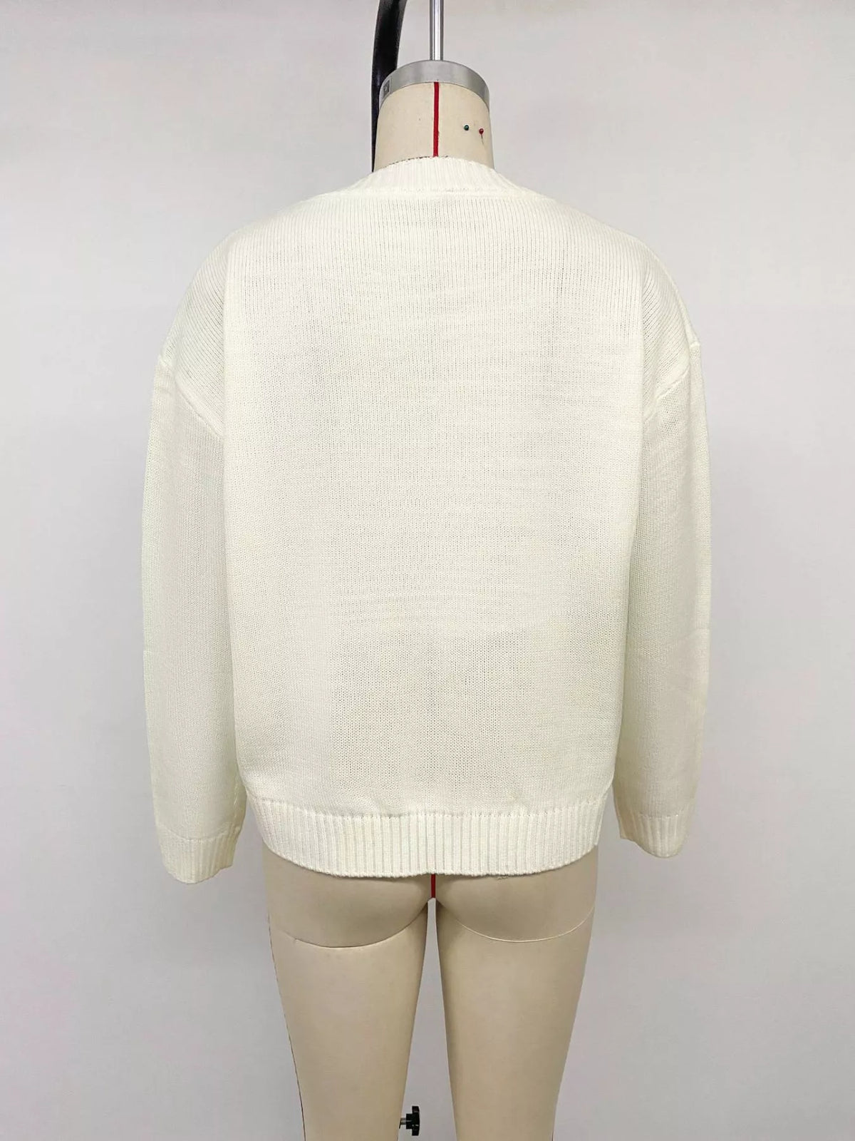 Bow Graphic Round Neck Sweater, view 8