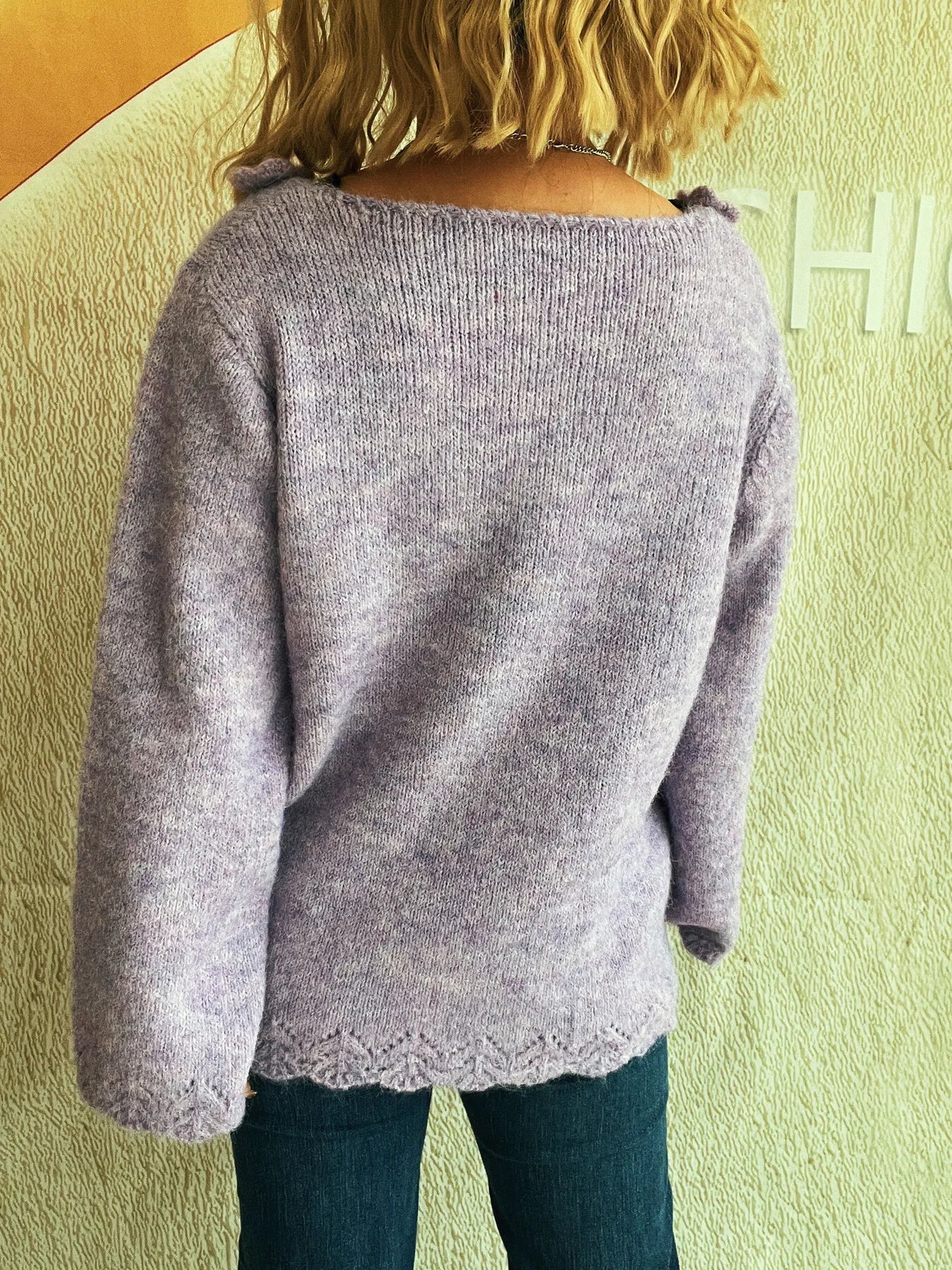 Flower V-Neck Long Sleeve Sweater - Fashorio