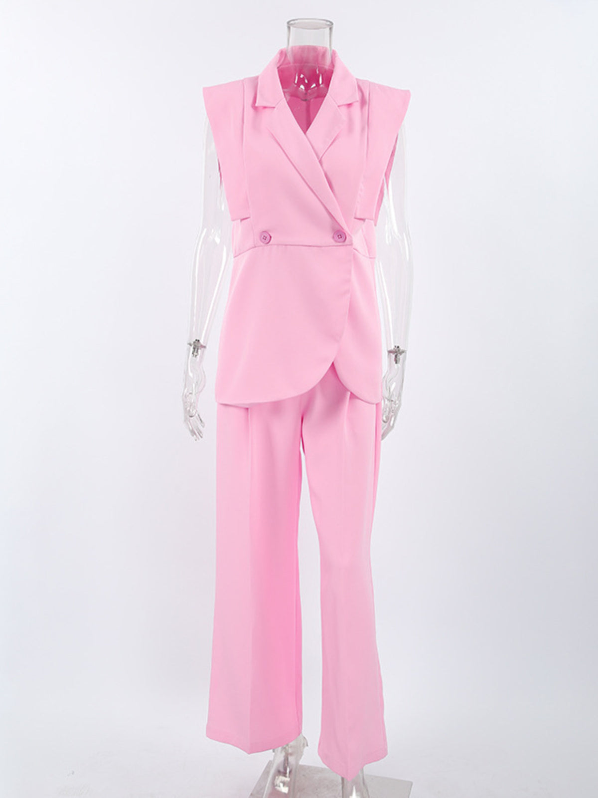 Sleeveless Blazer and Wide Leg Pants Set, view 6