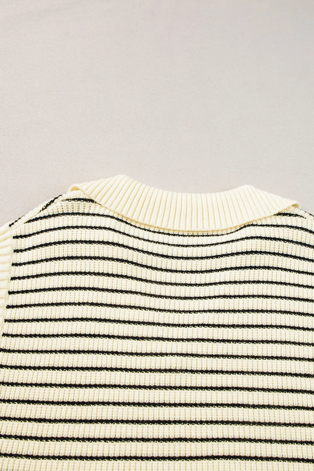 Striped Johnny Collar Sweater Vest in Beige view 9