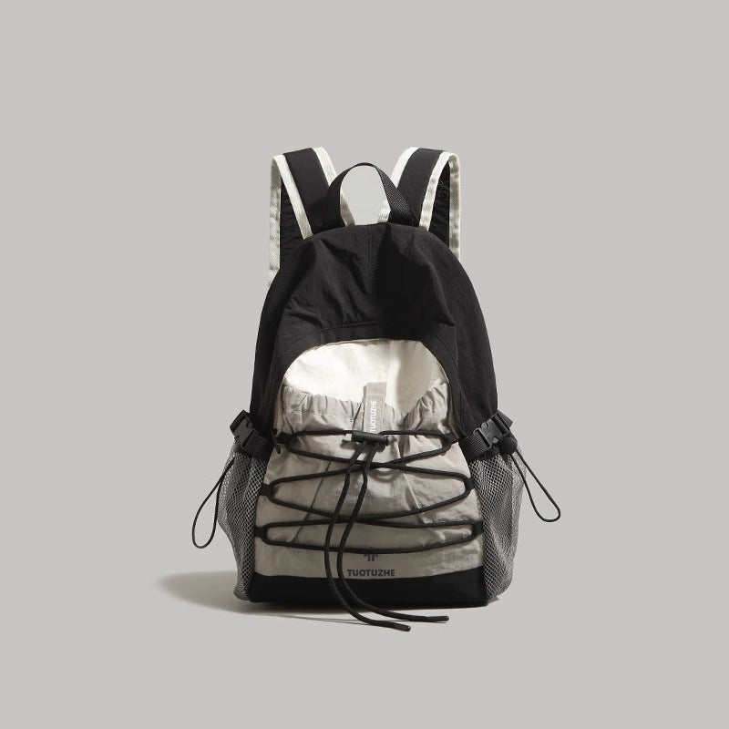 Drawstring lightweight backpack in black