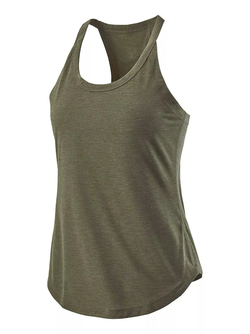 Round neck active tank, front view