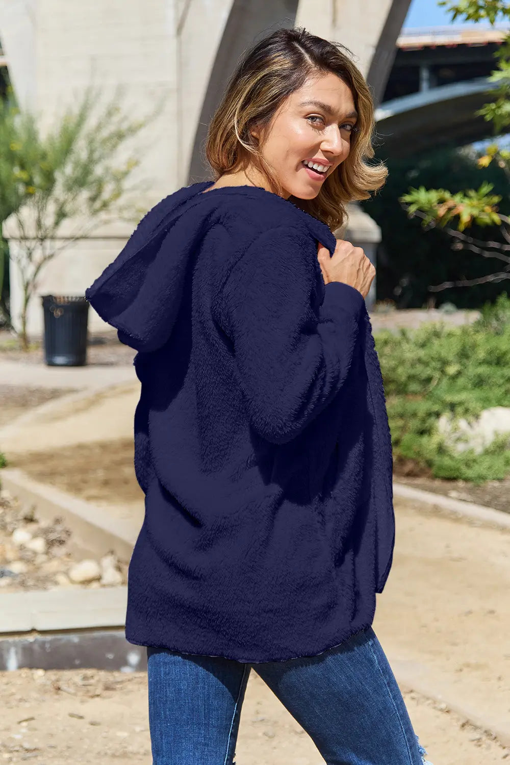 Teddy Hooded Jacket with Pockets, view 29