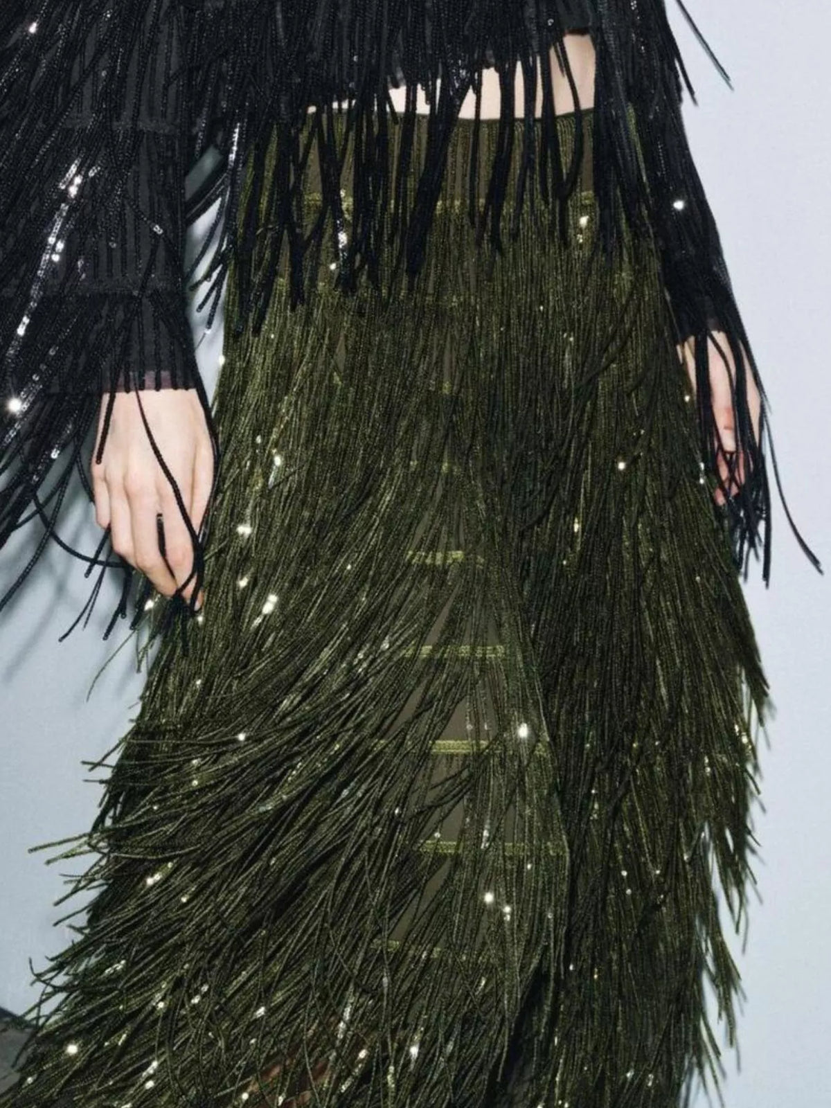 Fringe Long Sleeve Shirt and Skirt Set, view 6