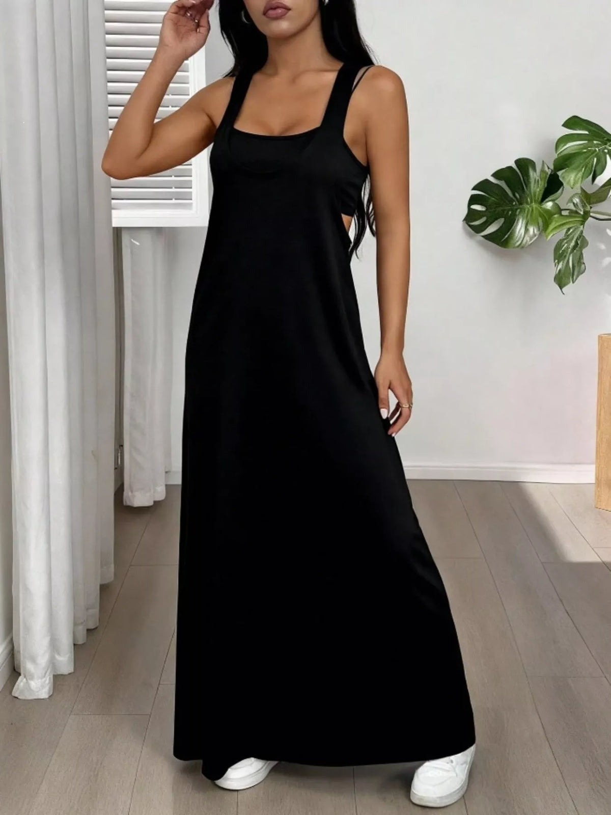 Scoop Neck Cami and Maxi Dress Two Piece Set, view 9