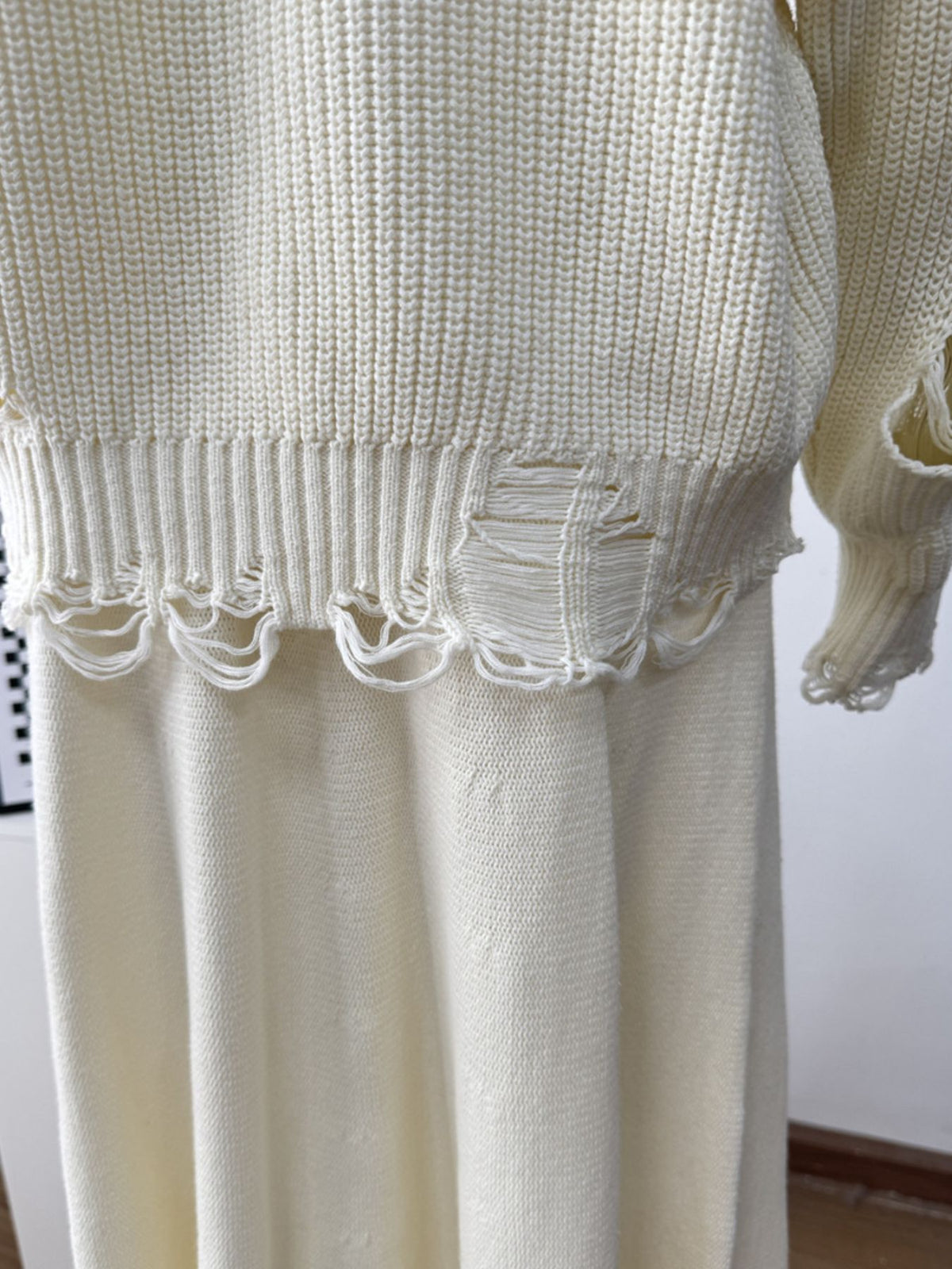 Distressed Sweater and Skirt Two Piece Set, view 17