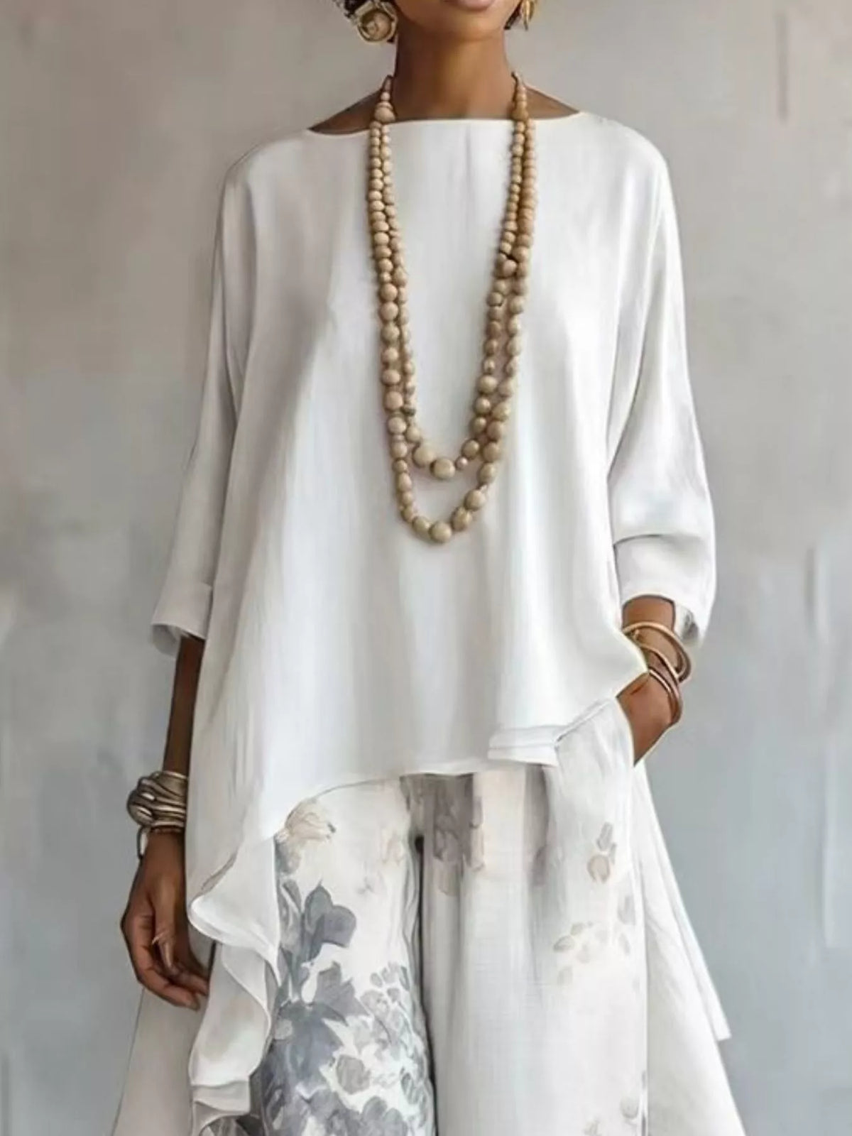 High low top and floral pants coordinated set styled
