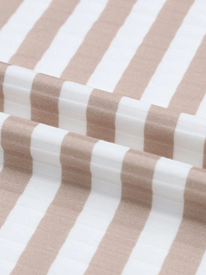 Striped Textured Knit Long Sleeve Tee - Fashorio