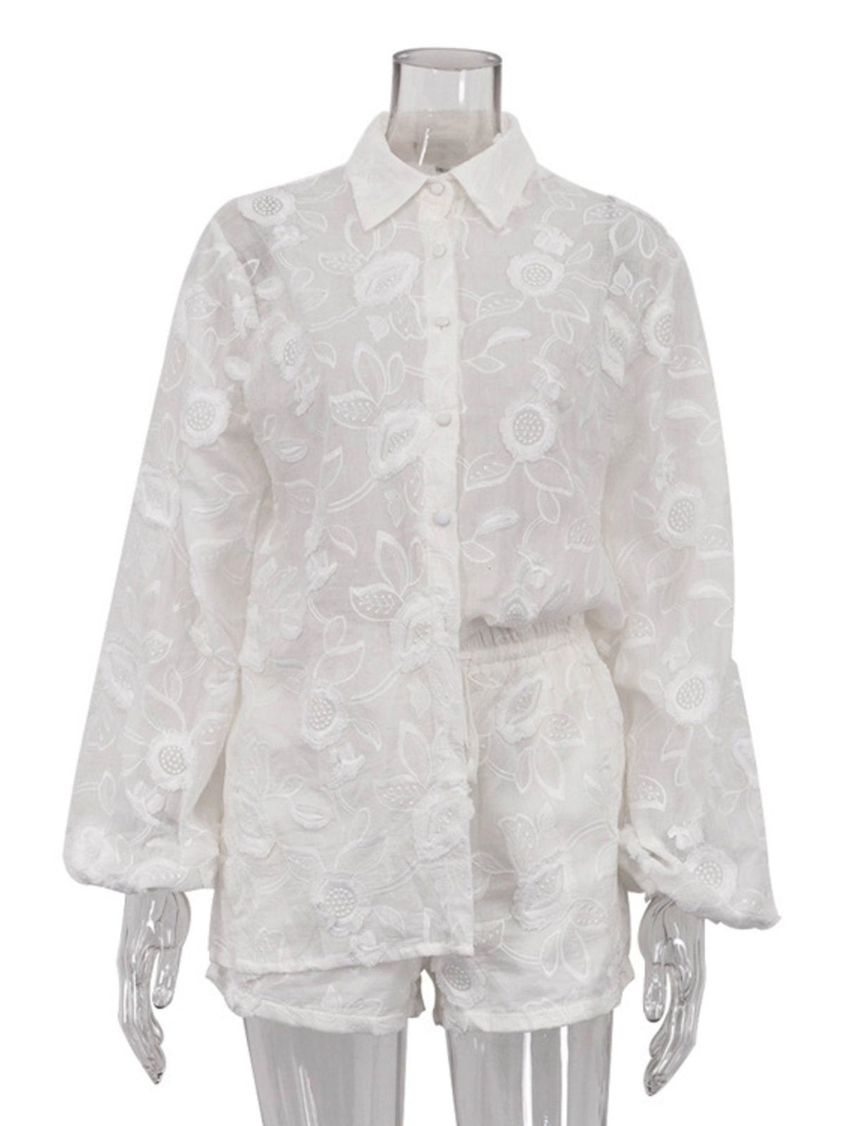 Womens embroidered two piece set styled resort look