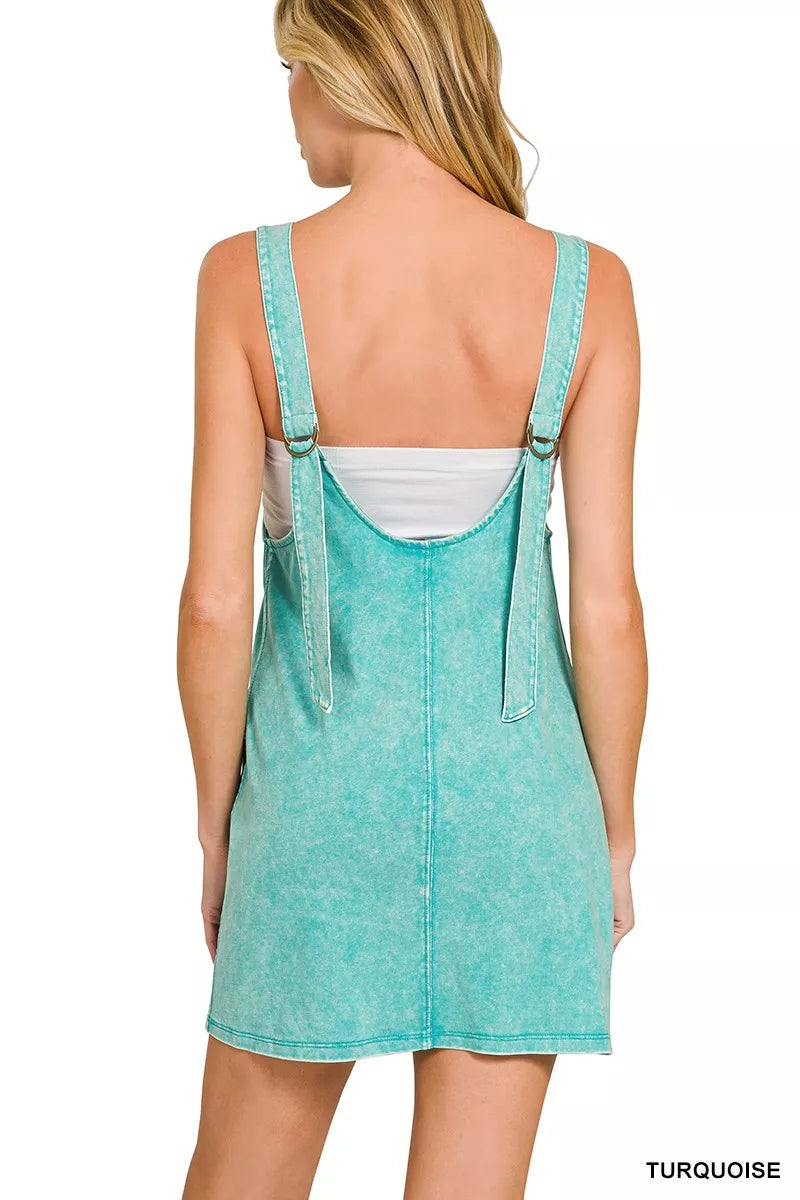 Acid Washed Overall Knit Mini Dress back view