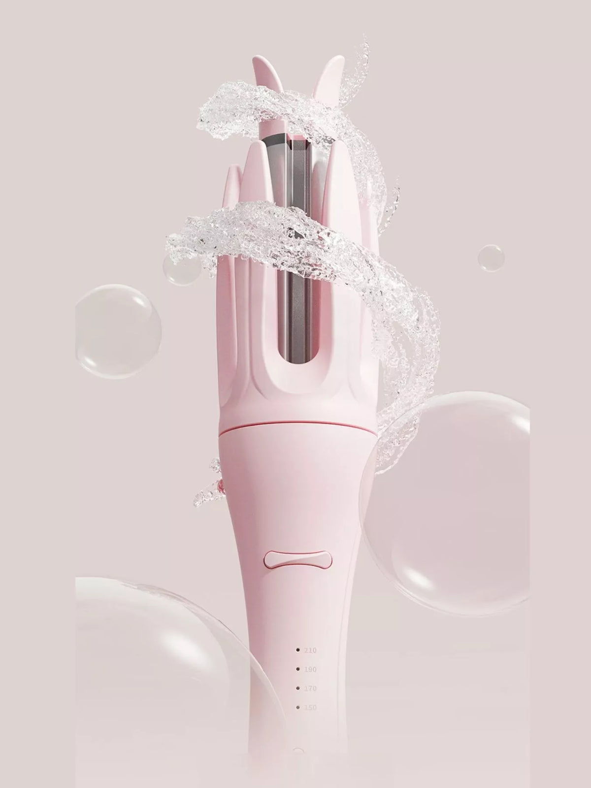 Blush pink automatic curling iron full view