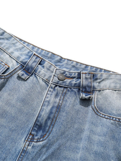 Men's Wide Leg Wash Denim Shorts - Fashorio