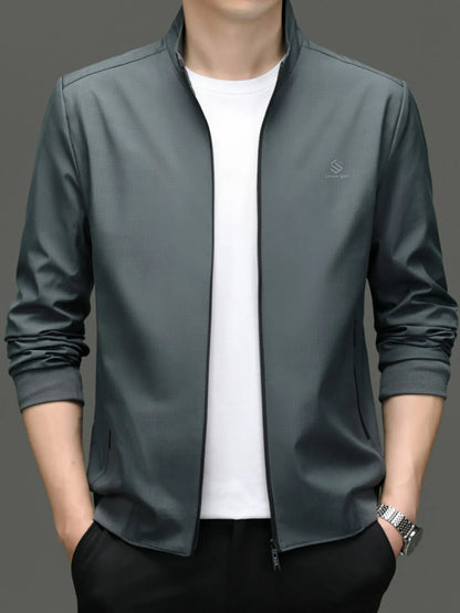 Men's Plus Size Zip Up Slim Fit Jacket Gray - Fashorio