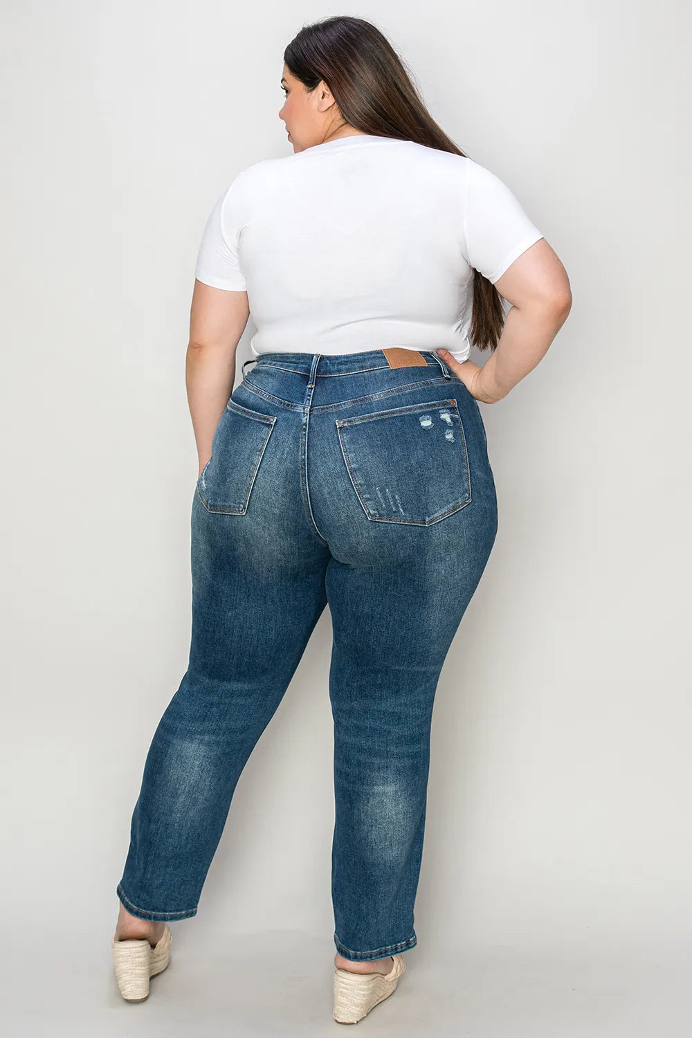 Judy Blue Full Size Tummy Control High Waist Slim Jeans - Fashorio