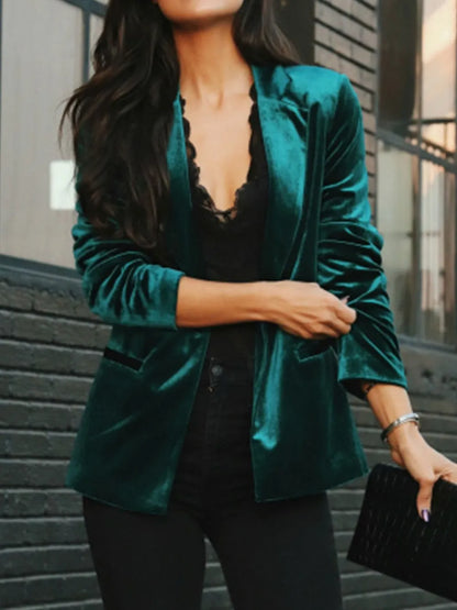 Button Up Lapel Collar Blazer - Fashorio