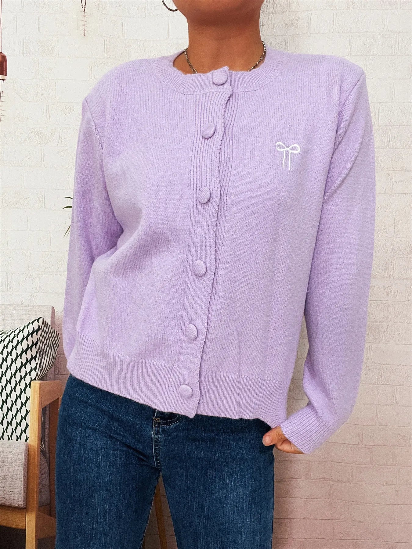 Button-Up Long Sleeve Cardigan - Fashorio