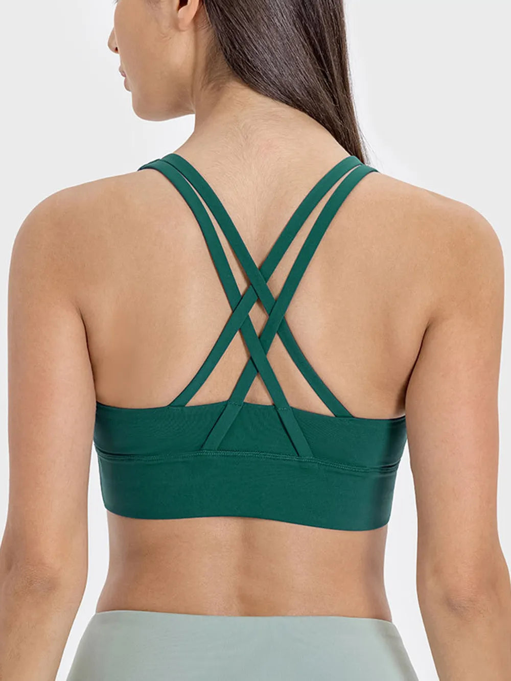 Crisscross scoop neck active tank angled view