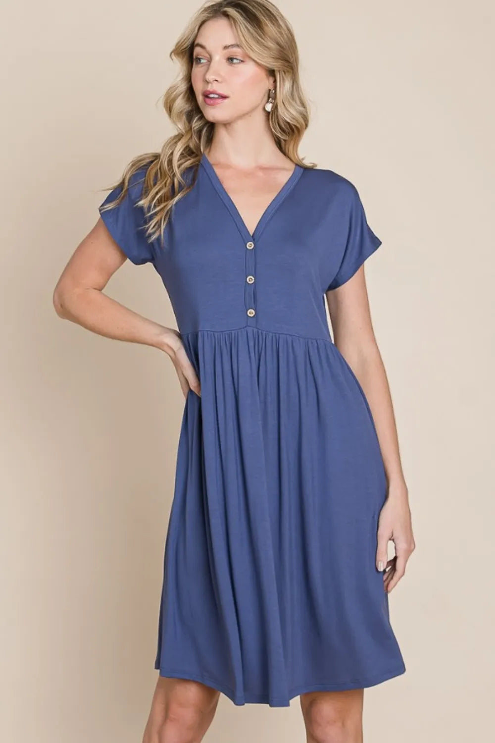 V Neck Short Sleeve Dress